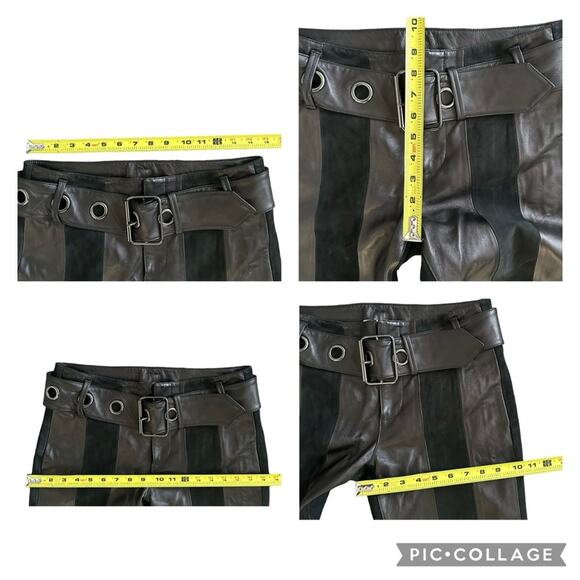 FRAME Paneled 100% Suede & Leather Belted Pants Women’s 26 x28 - Picture 11 of 15
